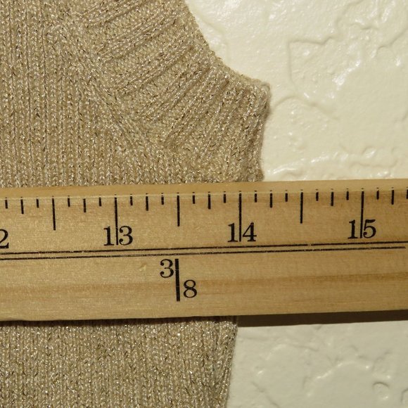 Raisey* Women's Short Sleeve Cowl Neck Straight Hem Ribbed Metallic Blouse~Large - Picture 6 of 9